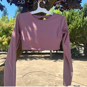 Women's Long Sleeve Crop Top - Mauve